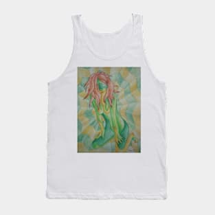 retro picture posing lady in abstract colour blocks Tank Top